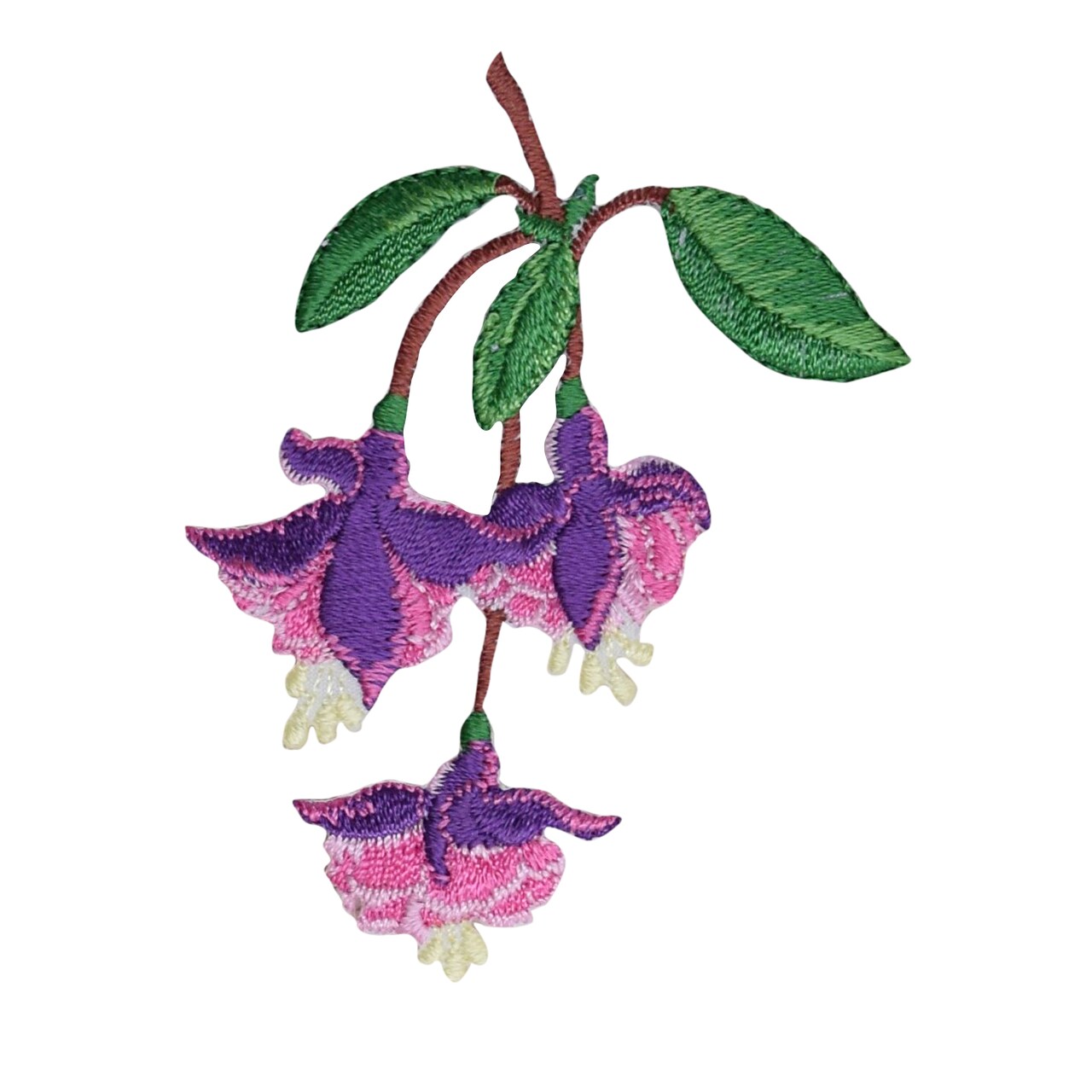 Fuchsia Flowers, Lady's Ear Drops, Embroidered, Iron on Patch